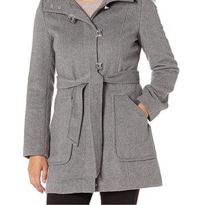 Calvin Klein Womens Gray belted Peacoat trench coat style large